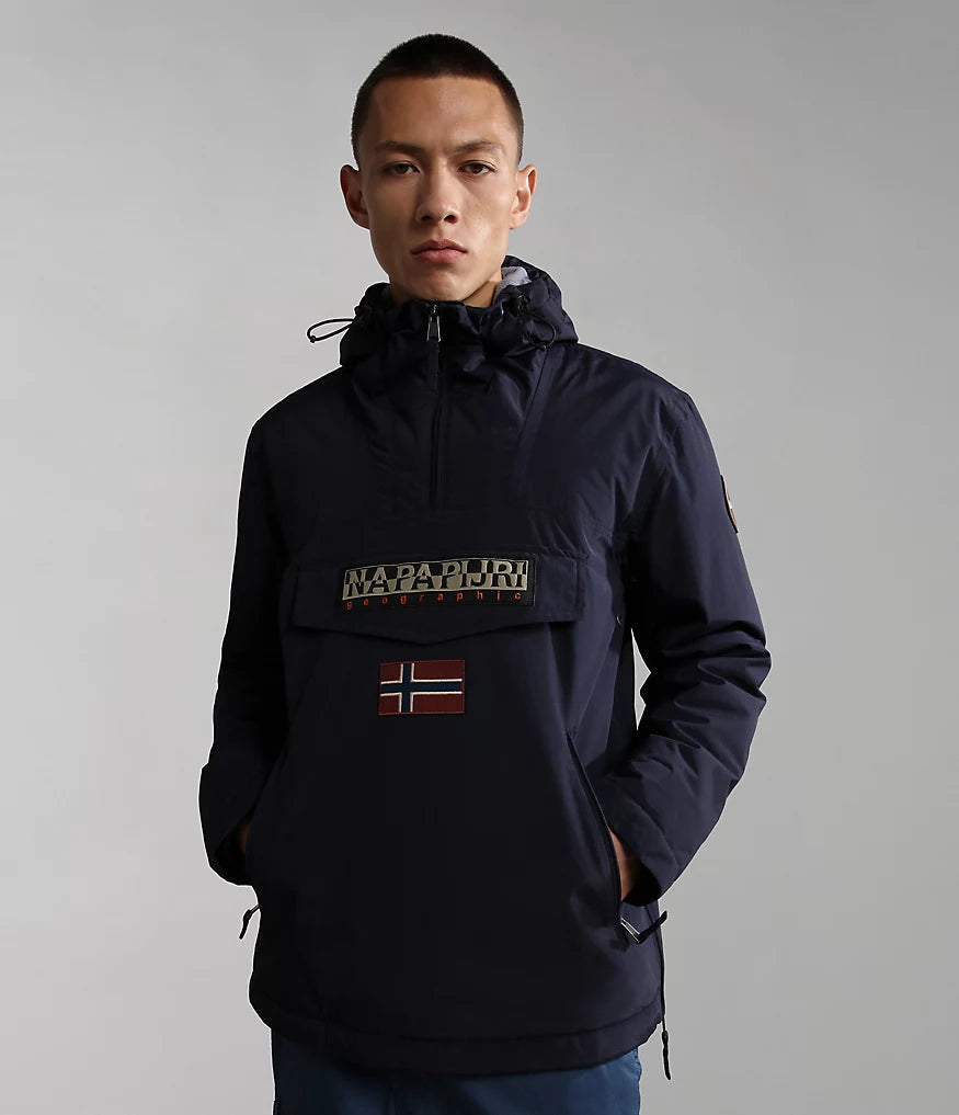 Napapijri Rainforest Pocket Anorak Jacket in Blu Marine Inocencia