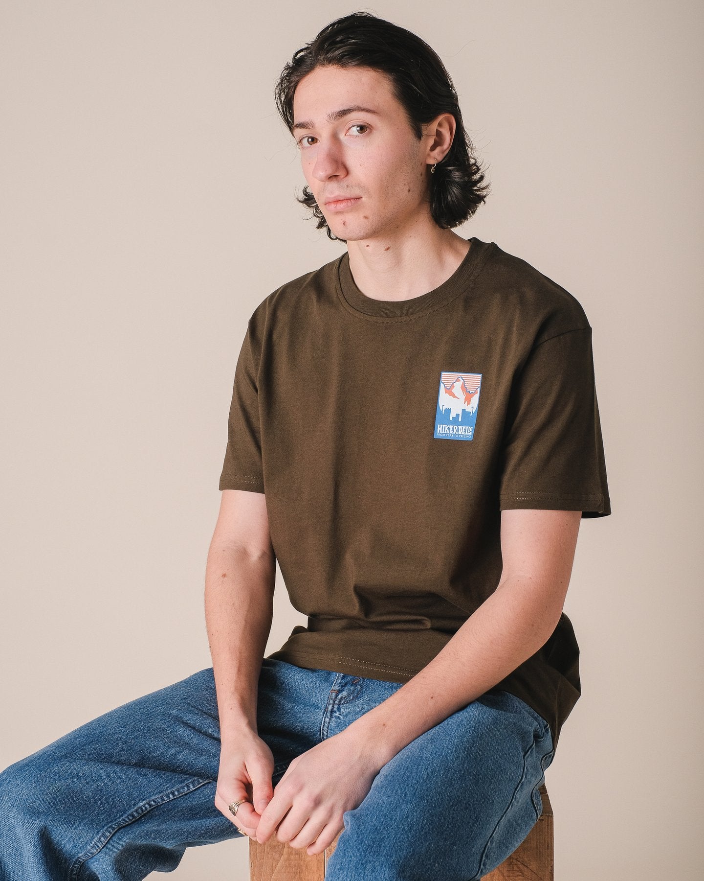 Hikerdelic Patch Logo Back Print T-Shirt Military Green