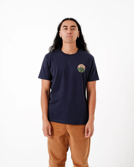 Hikerdelic Backprint Original Logo T-Shirt in Navy