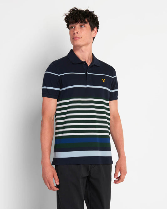 Lyle & Scott Block Stripe Polo Dark Navy
