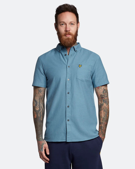 Lyle & Scott S/S Cotton Slub Shirt Skipton Blue