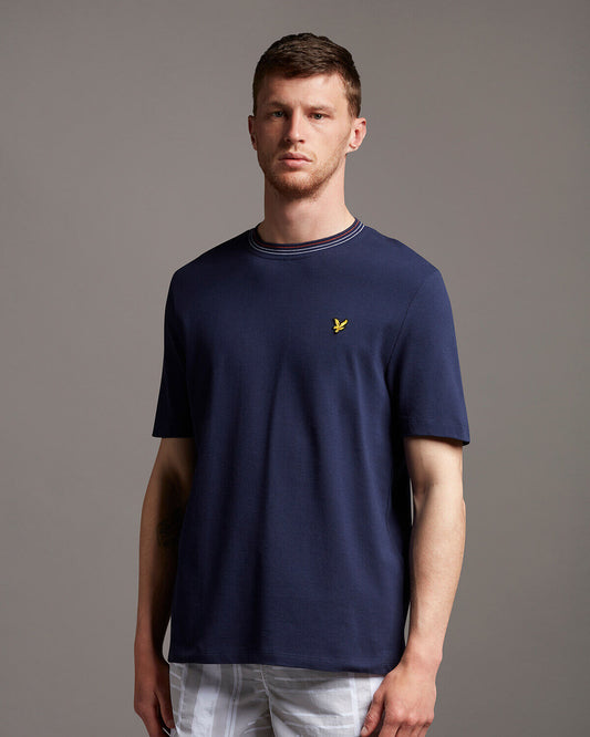 Lyle & Scott Men's Pique T-Shirt With Tipped Collar Navy