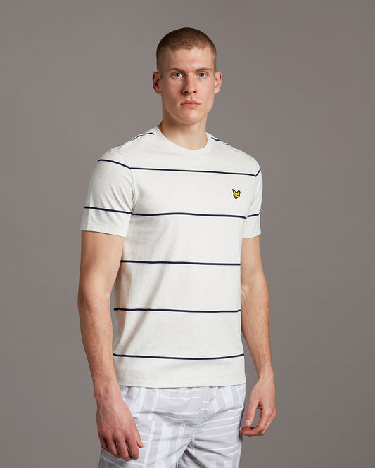 Lyle & Scott Men's T-Shirt With Wide Stripe Marble White