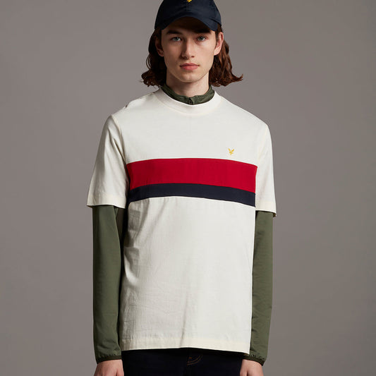 Lyle & Scott Archive Cut And Sew T-Shirt in Vanilla Ice