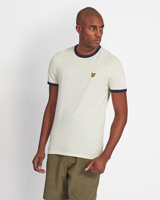 Lyle & Scott Ringer T-Shirt in White Navy