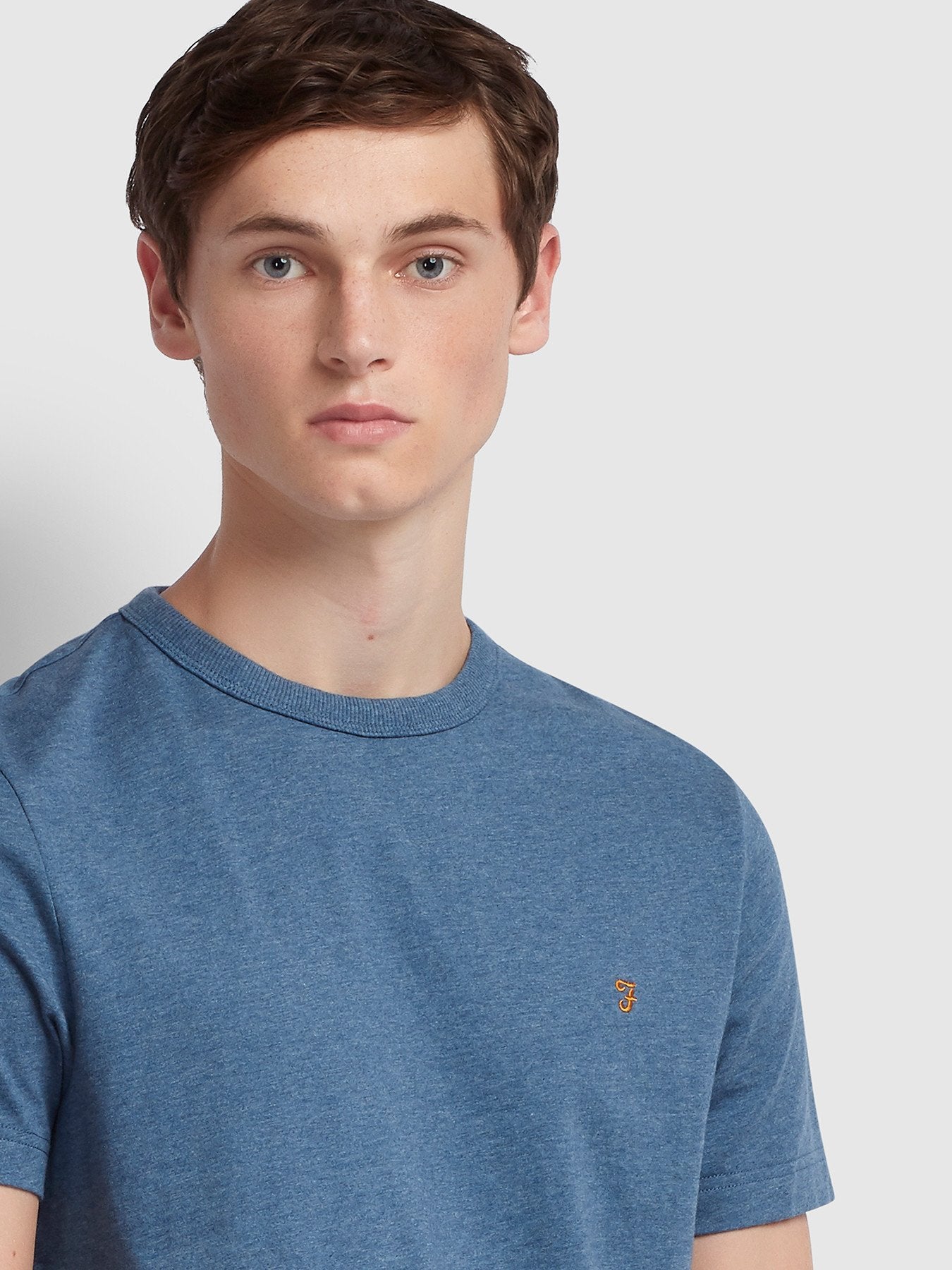 Farah Dennis Crew T-Shirt Dark Denim Marl