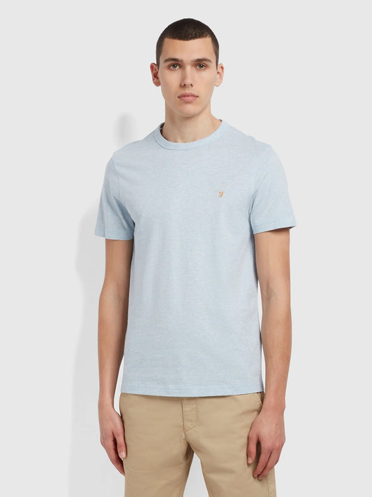 Farah Danny Organic Cotton Crew T-Shirt Blue Nickle Marl