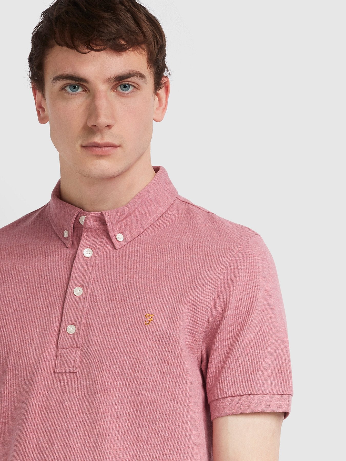 Farah Ricky Slim Fit Polo Shirt In Dusky Rose Marl