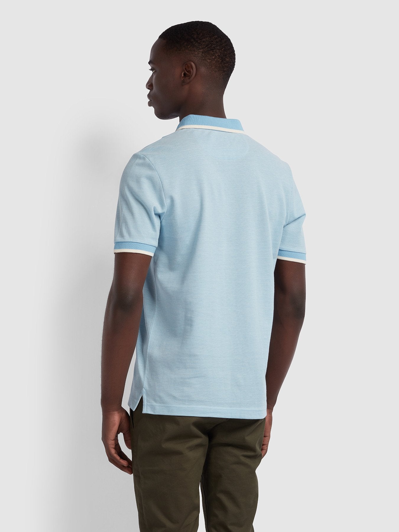 Farah Basel Slim Fit Tipped Polo Shirt In Moonstone
