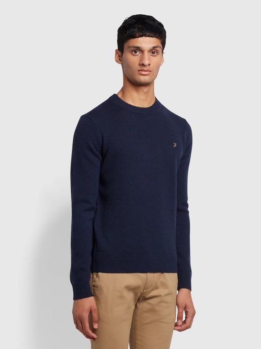 Farah Birchall Crew Lambswool Jumper True Navy