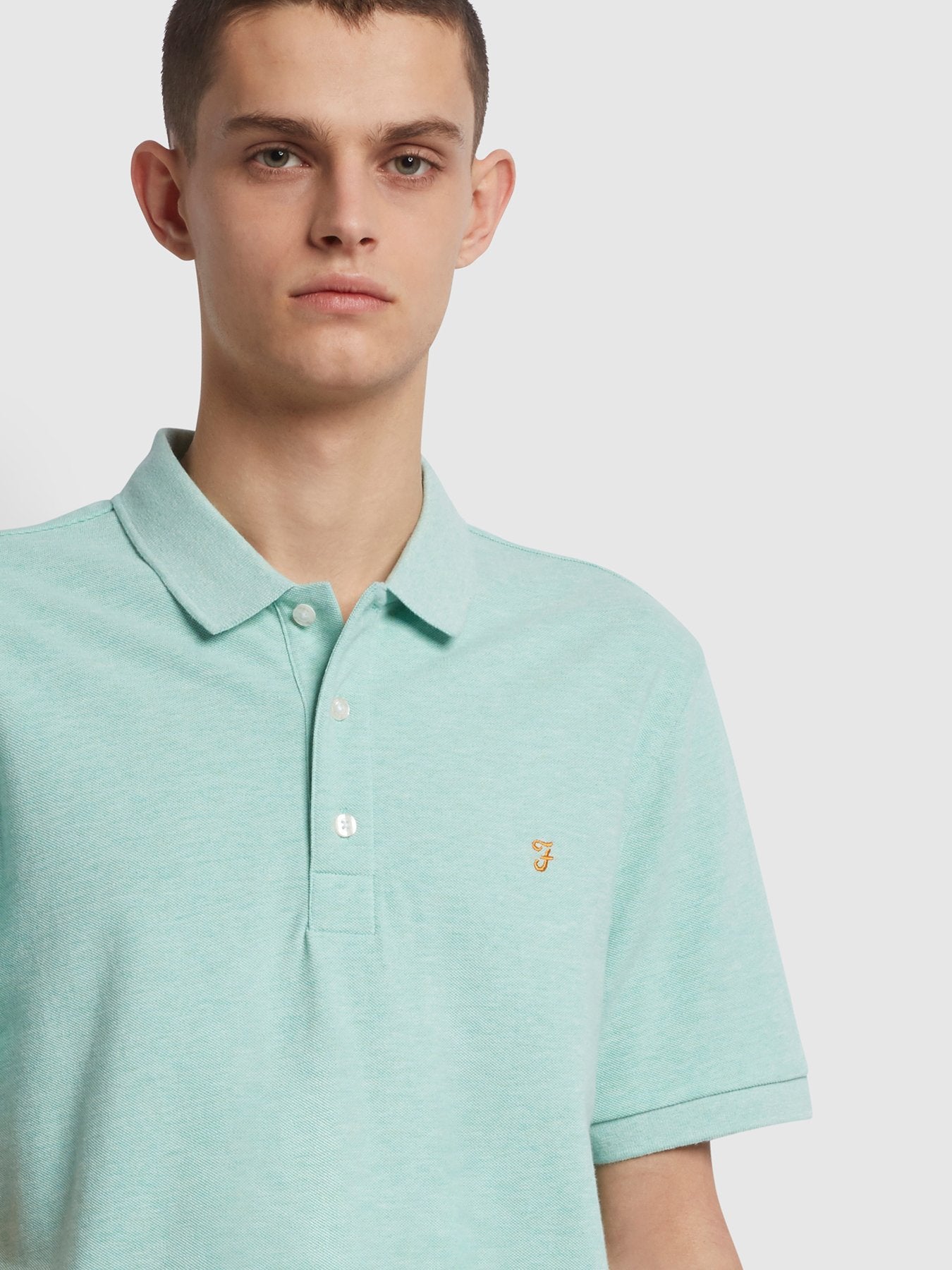 Farah Blanes Organic Cotton Slim Fit Polo Green Crest Marl Inocencia