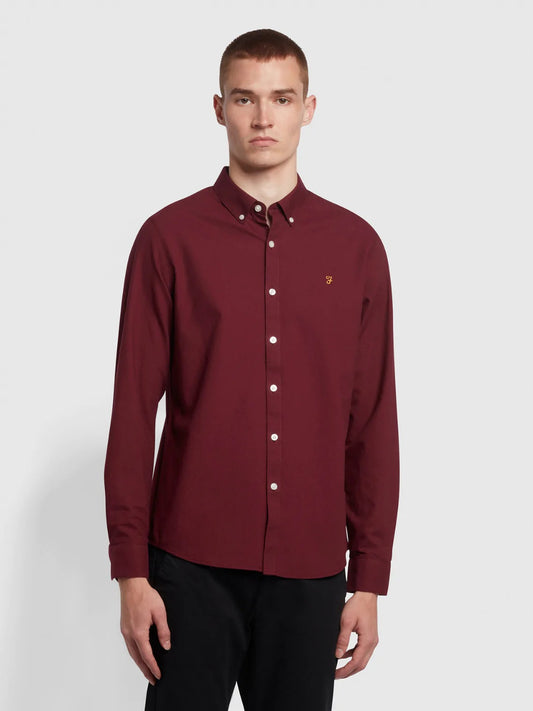 Farah Long Sleeve Brewer Shirt Bordeaux