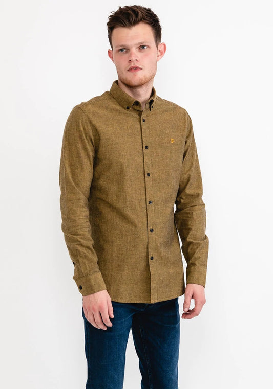 Farah Steen Brushed Cotton Shirt Honey Mustard