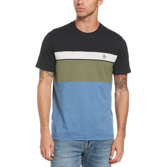 Original Penguin Block Stripe T-Shirt Dark Sapphire Navy