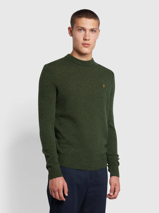 Farah Birchall Crew Lambswool Jumper Evergreen