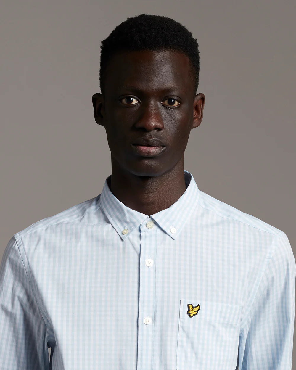 Lyle & Scott L/S Slim Fit Gingham Shirt Light Blue/White
