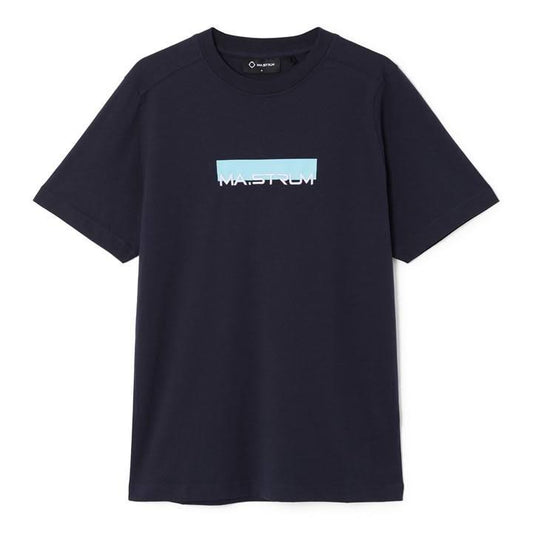 Ma.Strum Block Print T-Shirt Ink Navy/Sea Blue
