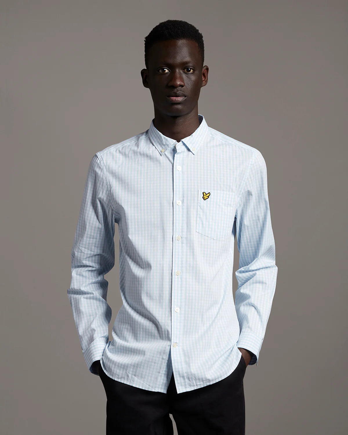 Lyle & Scott L/S Slim Fit Gingham Shirt Light Blue/White