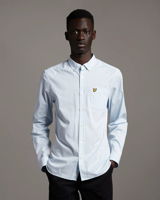 Lyle & Scott L/S Slim Fit Gingham Shirt Light Blue/White