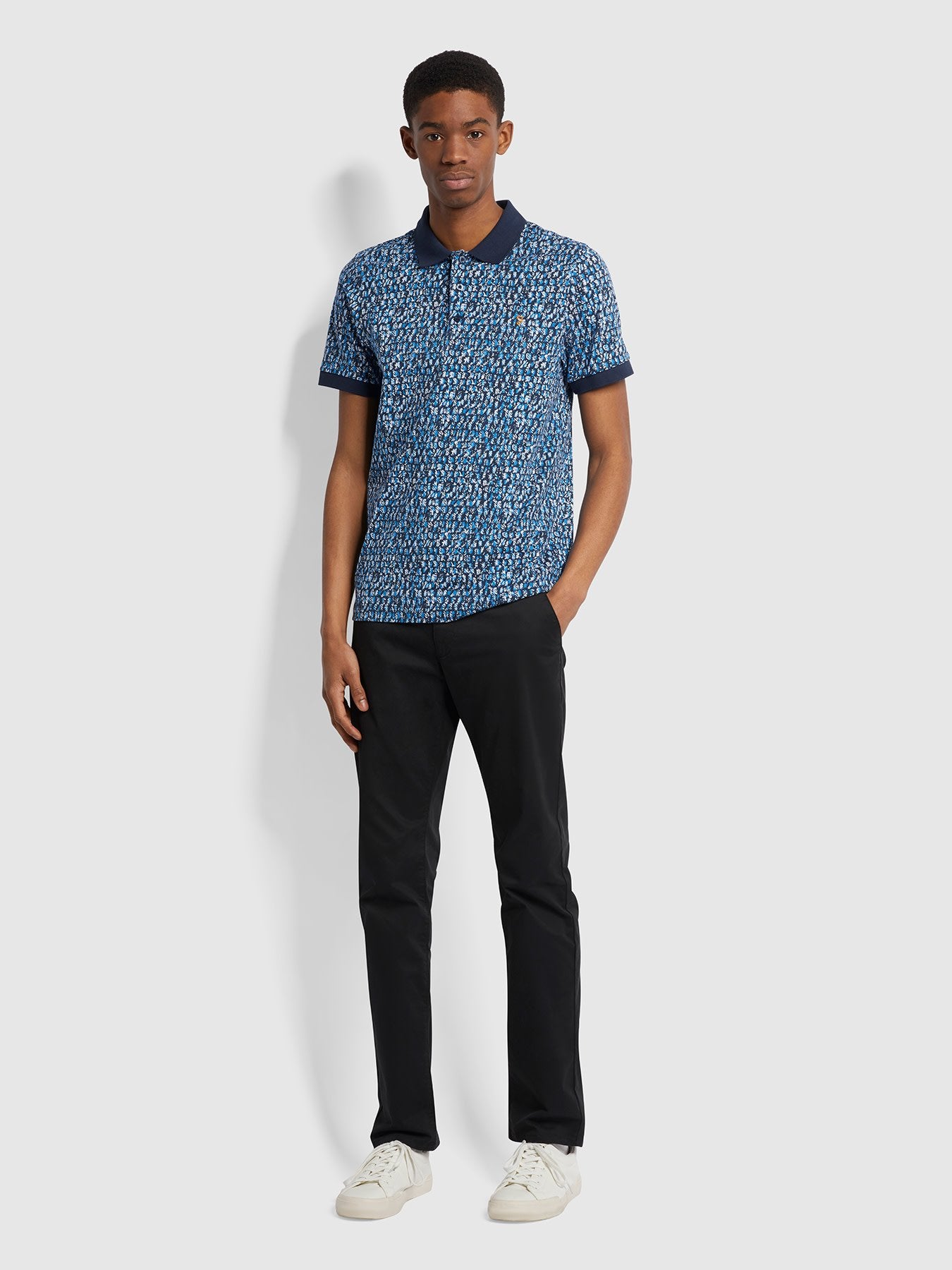 Farah Coppola Printed Polo in Yale Blue