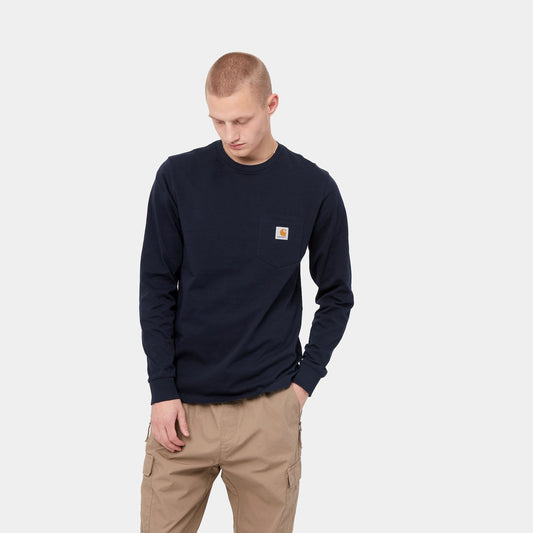 Carhartt WIP L/S Pocket T-Shirt in Dark Navy