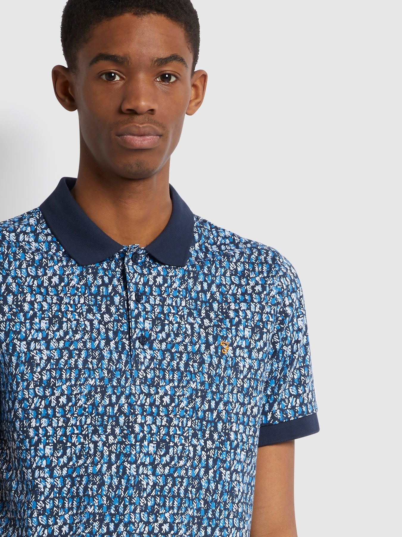 Farah Coppola Printed Polo in Yale Blue