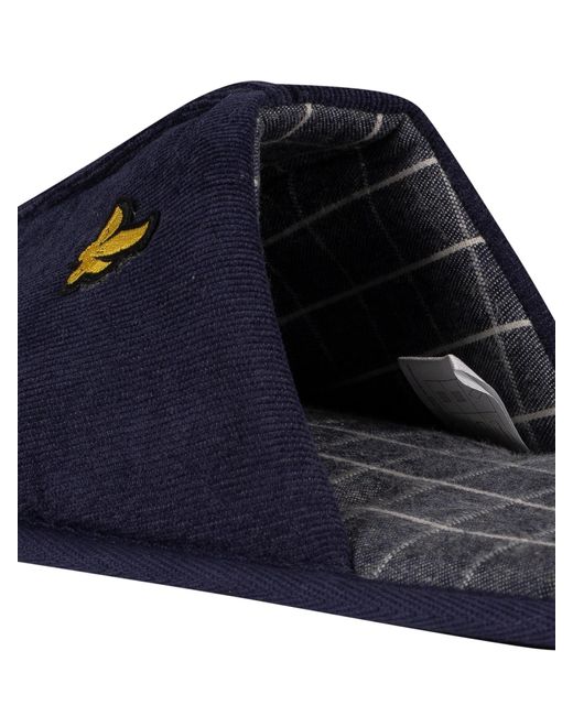 Lyle & Scott Piers Corduroy Mule Slippers in Peacoat Blue