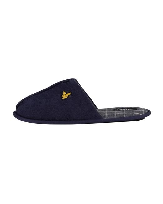 Lyle & Scott Piers Corduroy Mule Slippers in Peacoat Blue