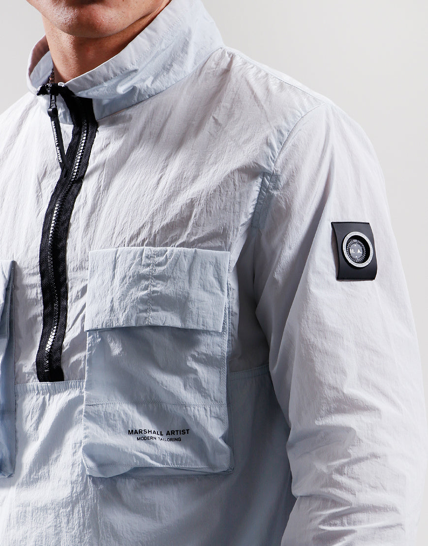 Marshall Artist Krinkle Nylon1/4 Zip Overshirt Dolphin Grey