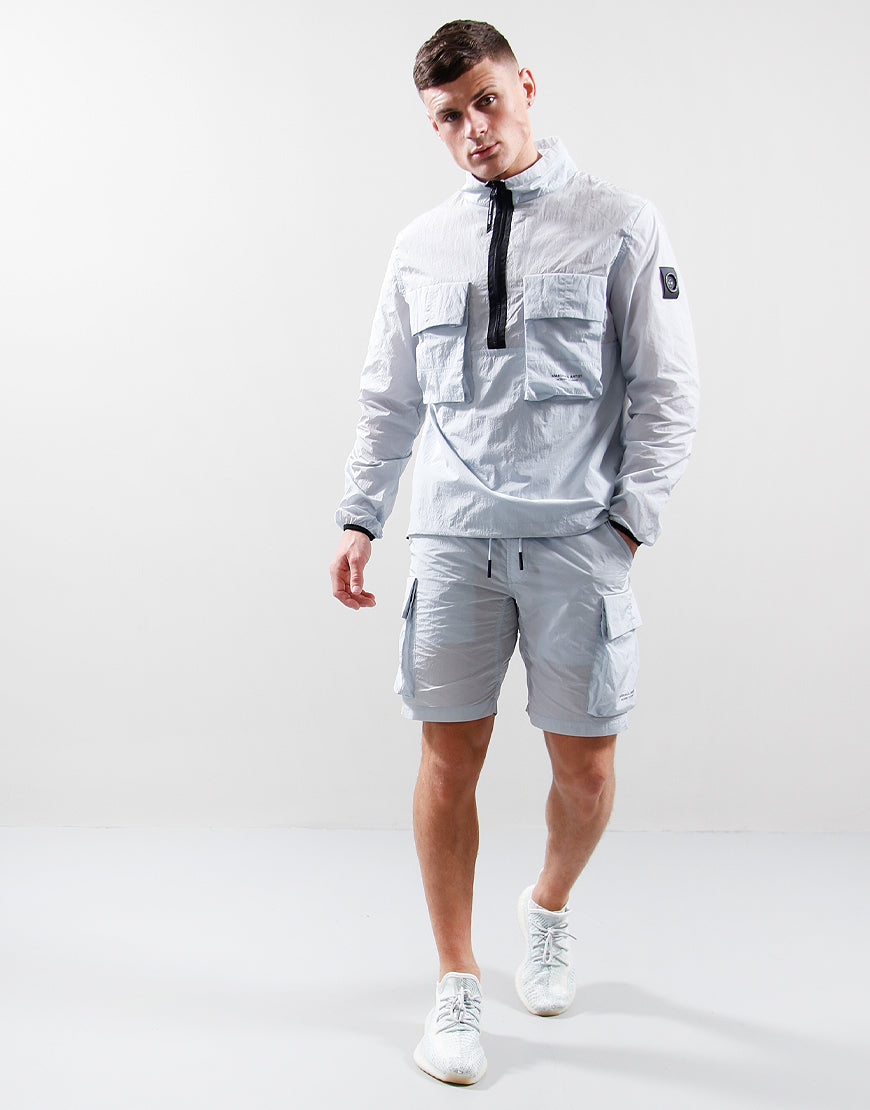 Marshall Artist Krinkle Nylon1/4 Zip Overshirt Dolphin Grey