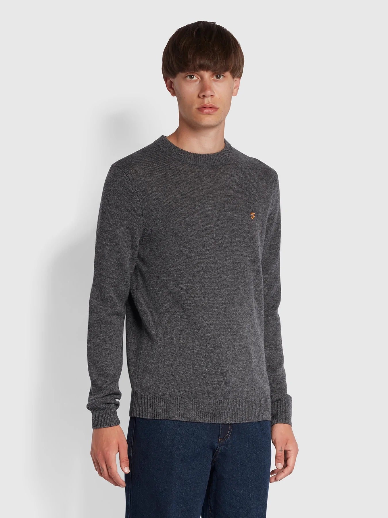 Farah Birchall Crew Lambswool Jumper in Grey