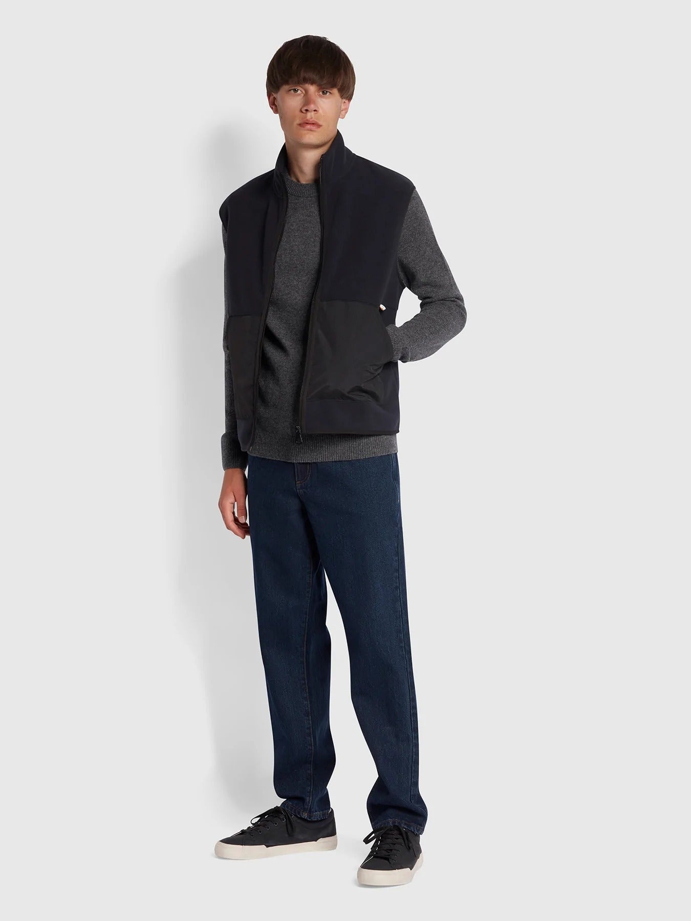 Farah Birchall Crew Lambswool Jumper in Grey