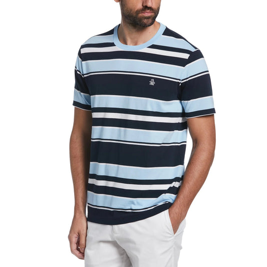 Original Penguin Multi Striped T-Shirt Cerulean Blue