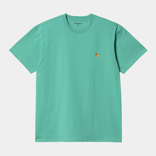 Carhartt WIP S/S Chase T-Shirt in Aqua Green/Gold