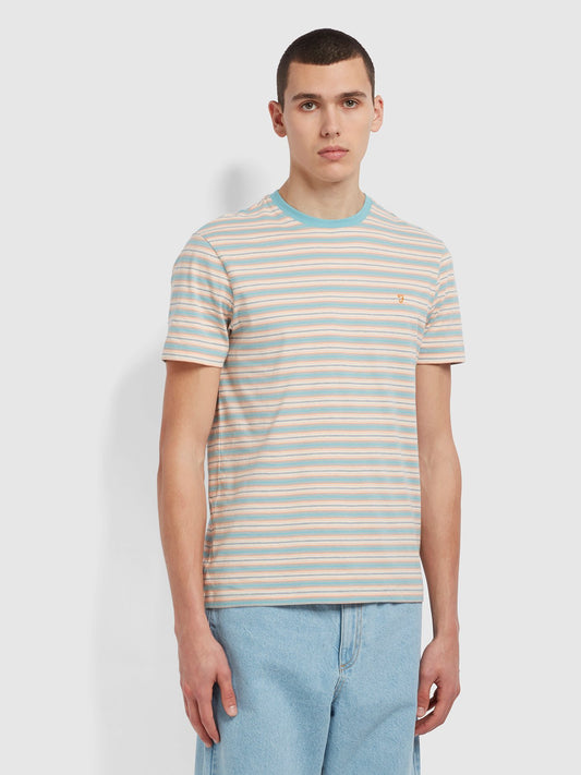 Farah Alginet Organic Striped T-Shirt Reef Green