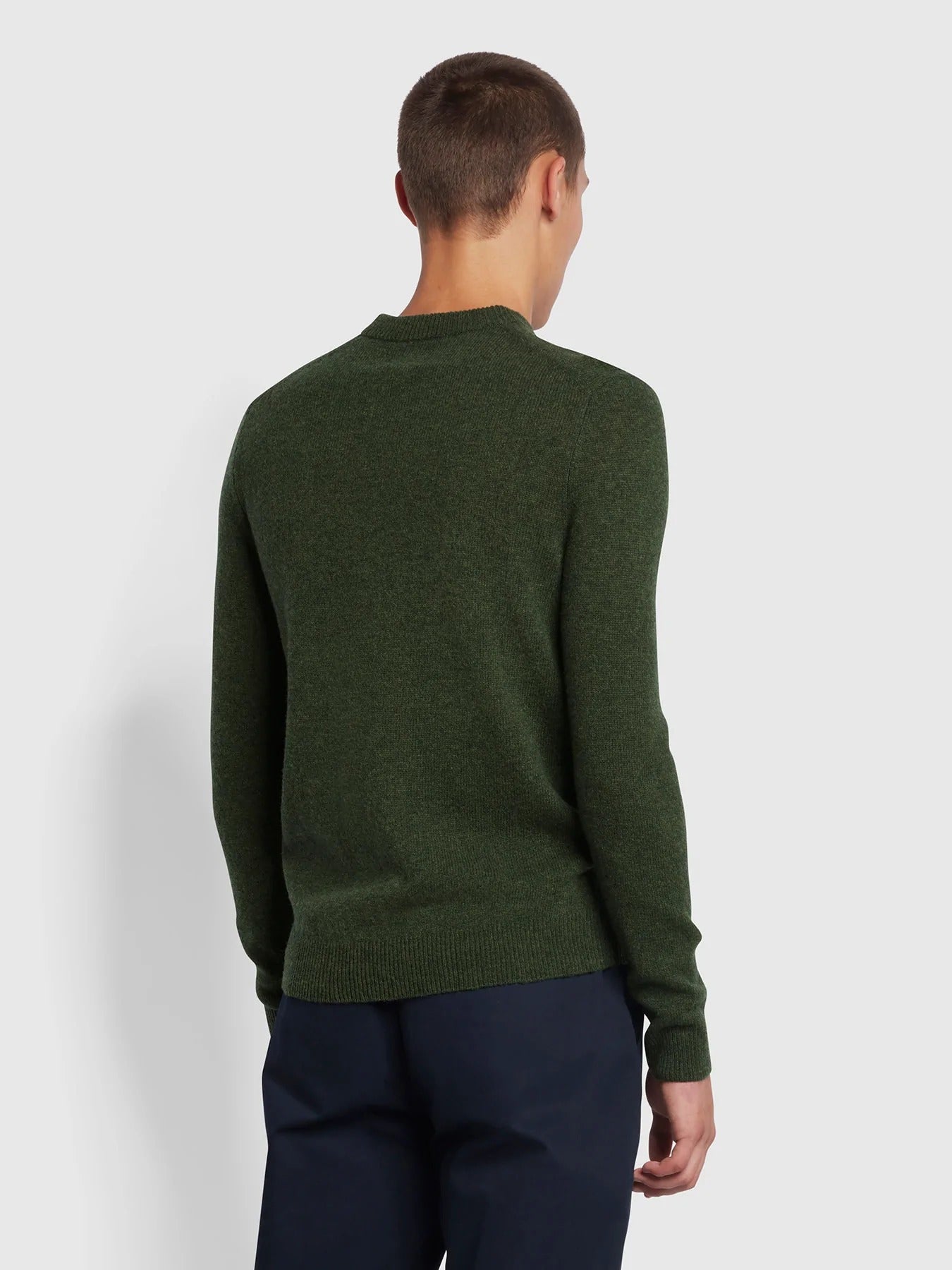 Farah Birchall Crew Lambswool Jumper Evergreen
