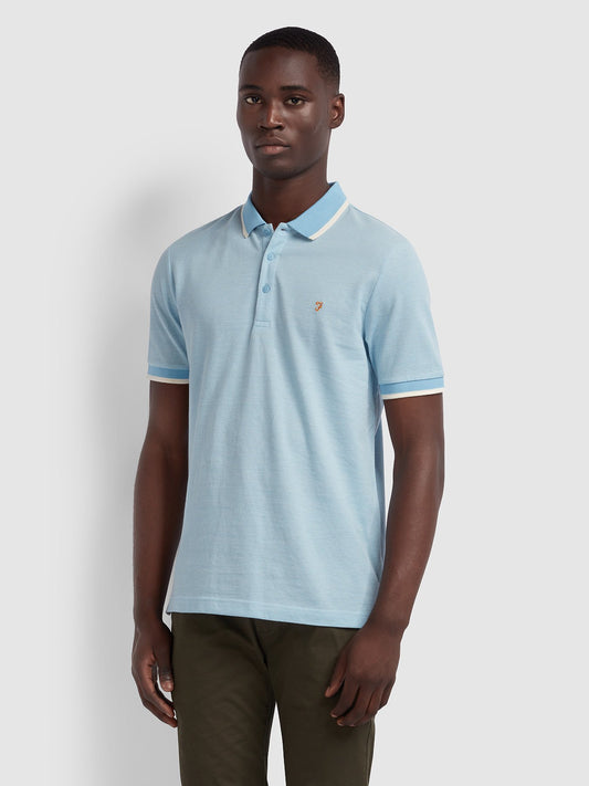 Farah Basel Slim Fit Tipped Polo Shirt In Moonstone