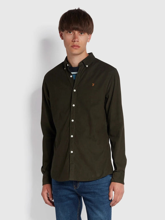 Farah Fontella Slim Fit Cord Shirt In Evergreen