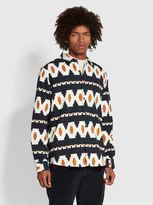 Farah Saudan Printed Overshirt True Navy